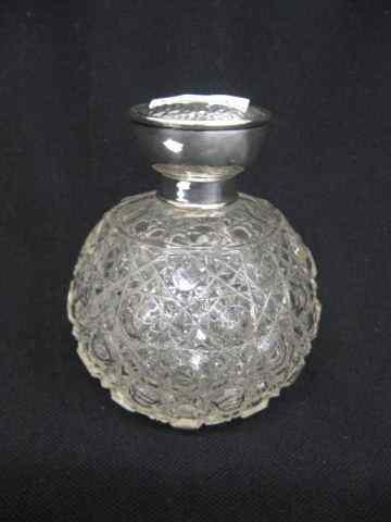 Appraisal: English Sterling Silver Cut Crystal PerfumeBottle hallmarked cane button design