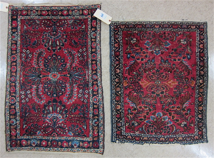 Appraisal: TWO SEMI-ANTIQUE PERSIAN MATS red field Dergazines hand knotted x