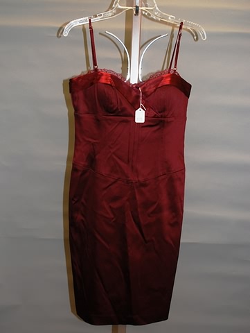 Appraisal: Scarlet red acetate rayon spandex shoulder strap fitted dress with