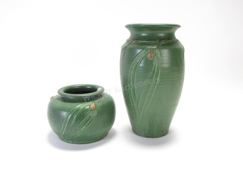 Appraisal: Two Ephraim Faience Pottery Vases by Kevin Hicks matte green