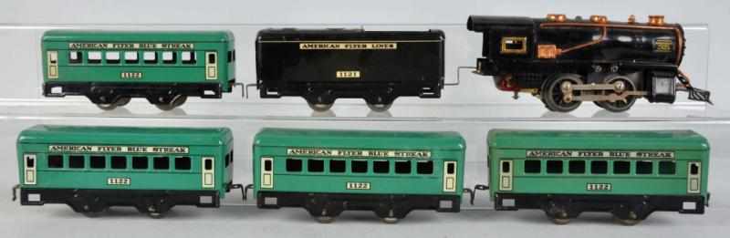 Appraisal: American Flyer Blue Streak Passenger Train Set Pre-war O-gauge Includes