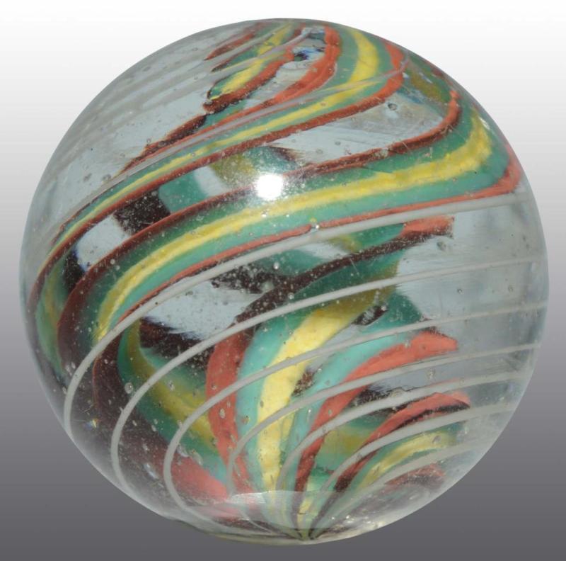 Appraisal: Twisted Ribbon Core Marble Description Nice colors Condition Size Dia