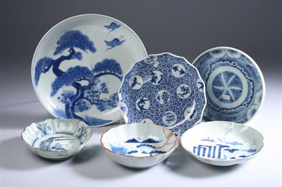 Appraisal: SIX JAPANESE BLUE AND WHITE PORCELAIN SHALLOW BOWLS Edo Meiji