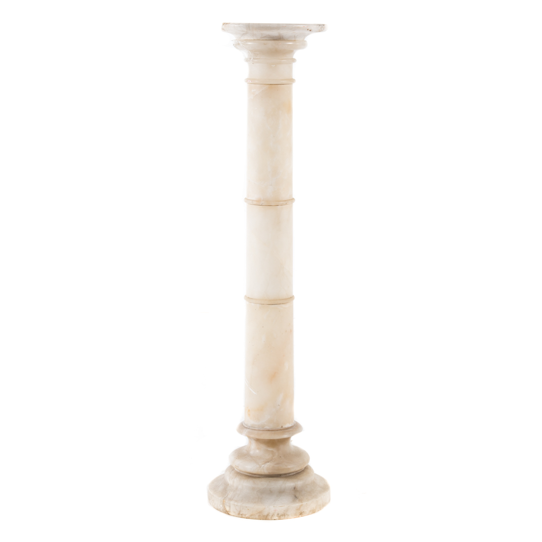 Appraisal: Turned alabaster pedestal in H Condition Top broken losses column