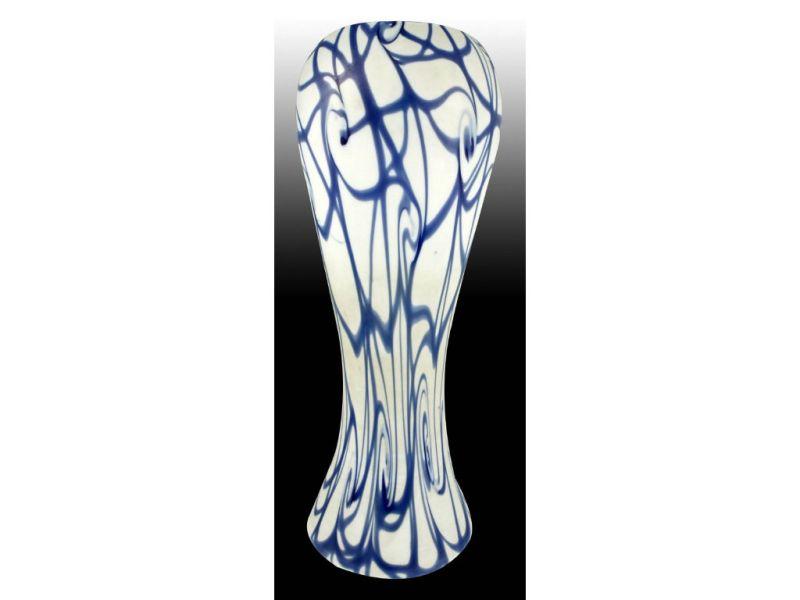 Appraisal: Blue White Swirl Blown Glass Vase Description - '' T