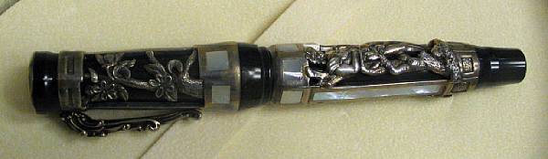 Appraisal: MONTEGRAPPA Ebonite Sterling Silver and Mother of Pearl Aphrodite Fountain