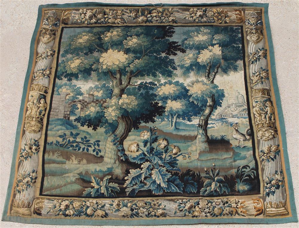 Appraisal: FLEMISH VERDURE TAPESTRY LATE TH C woven with a walled