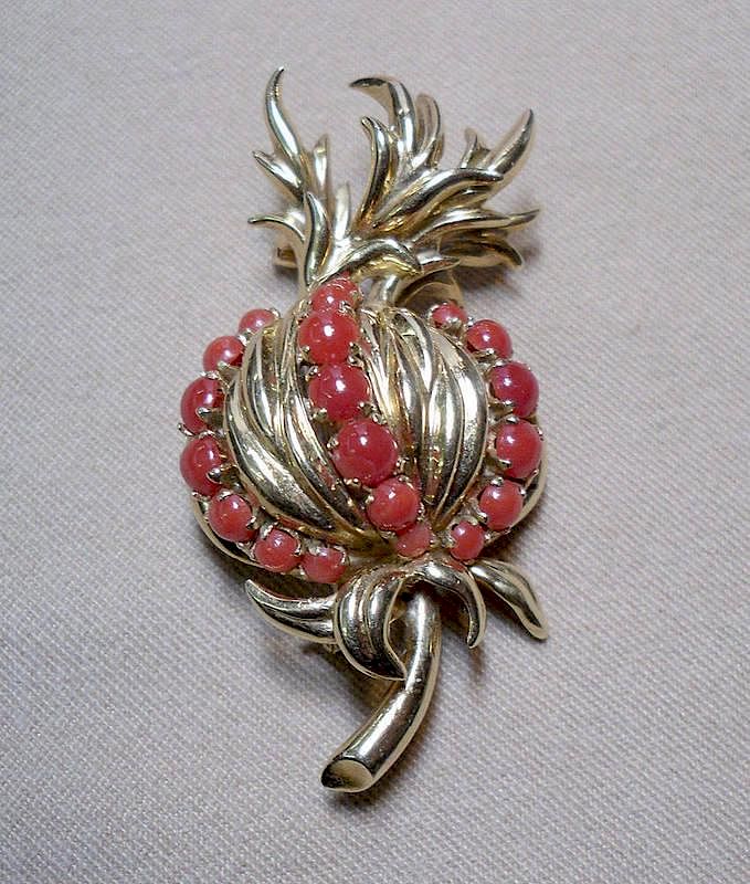 Appraisal: Tiffany Thistle Brooch K marked yellow gold brooch in the