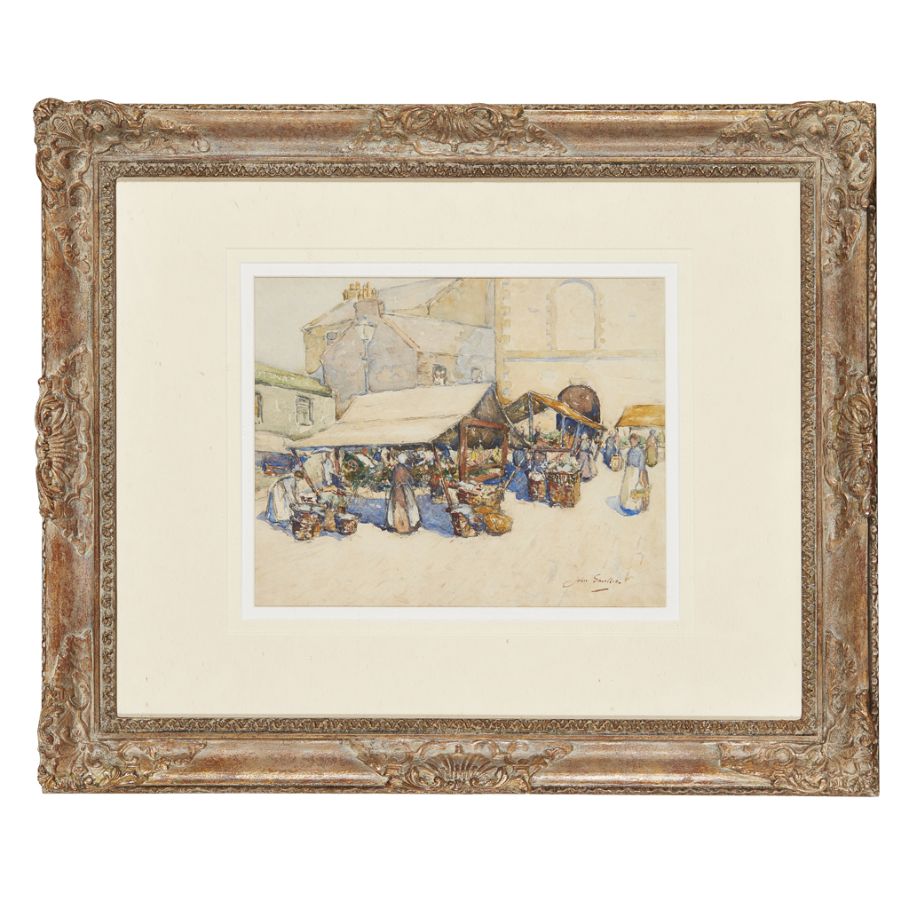 Appraisal: JOHN SMELLIE SCOTTISH D MARKET DAY signed pencil and watercolour