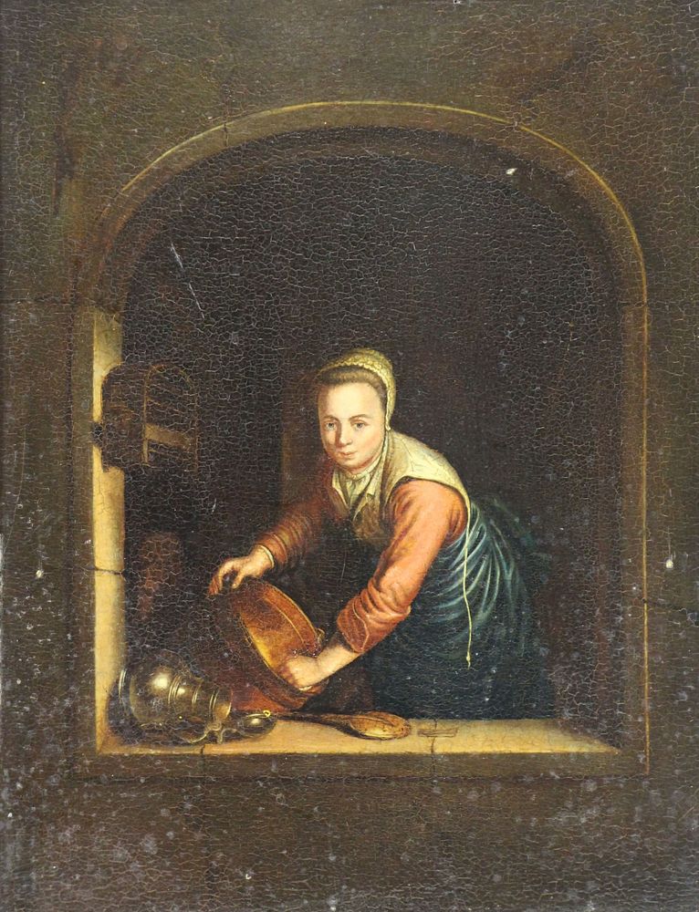 Appraisal: MANNER OF GERRIT DOU th CENTURY Oil on Panel Woman