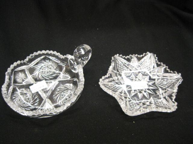 Appraisal: pcs Brilliant Period Cut Glass handled nappy and star dish