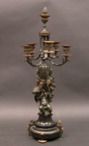 Appraisal: A Carved Onyx Bronze Candelabra c th Century A grand