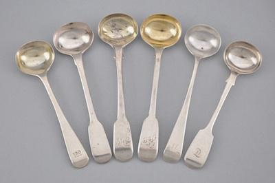 Appraisal: A Collection of English Sterling Silver Master Salt Spoons Consisting