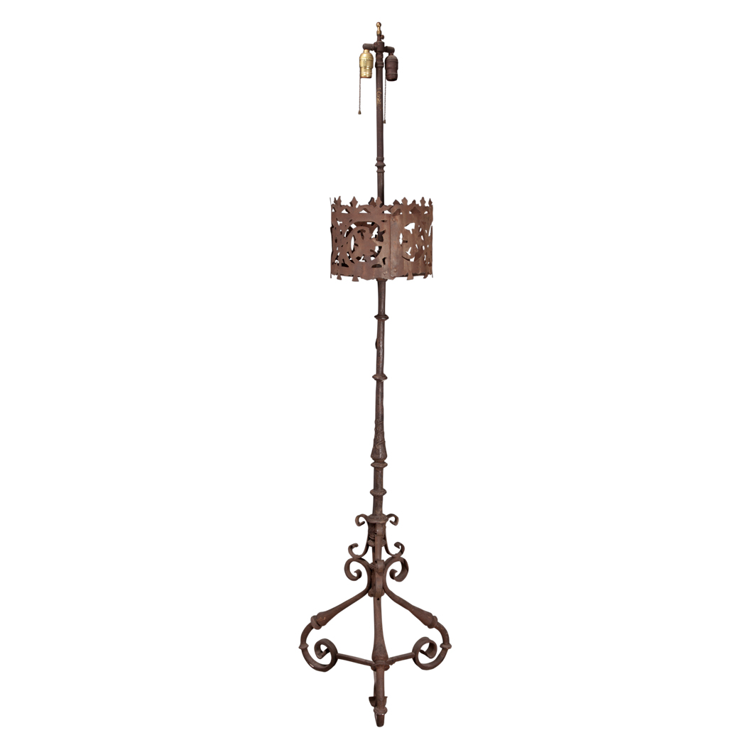 Appraisal: Renaissance Style Wrought Iron Standing Lamp Partially composed of older