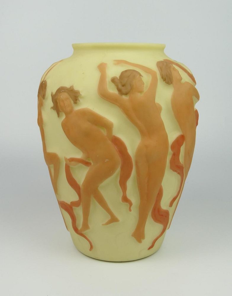 Appraisal: CONSOLIDATED PHOENIX VASE DANCING NYMPHS Ca made by the Consolidated