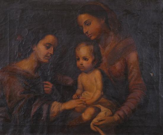 Appraisal: ITALIAN SCHOOL th th century TWO WOMEN WITH CHILD signed