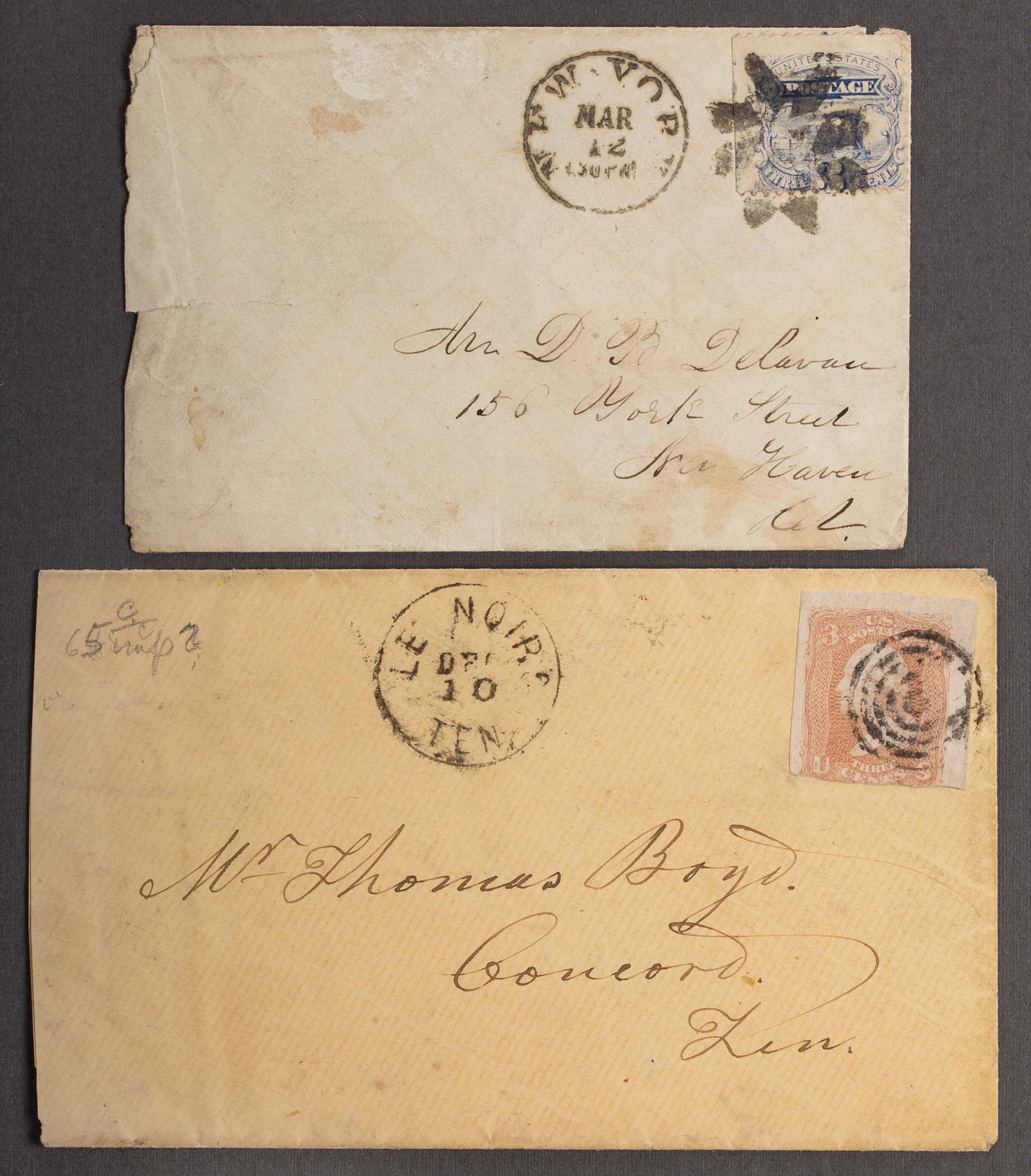 Appraisal: TWO U S STAMPED COVERS ISSUES OF AND Comprising c