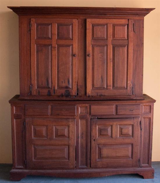 Appraisal: An E th C Pennsylvania Step-back Flat Wall Cupboard of