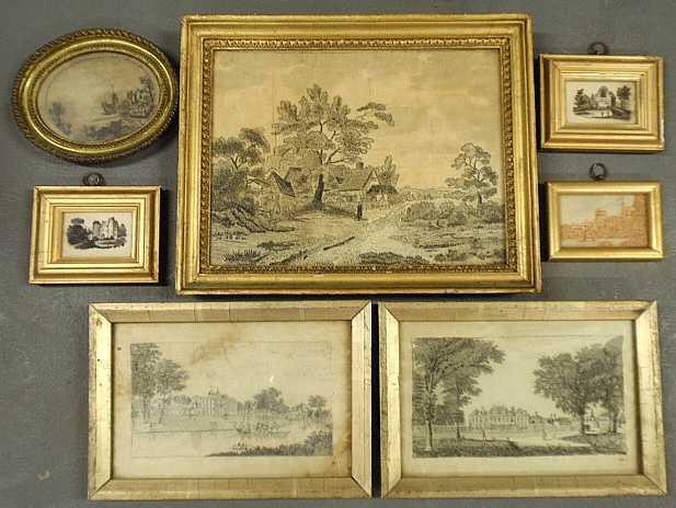 Appraisal: - Six English landscape silkworks largest site- x and a