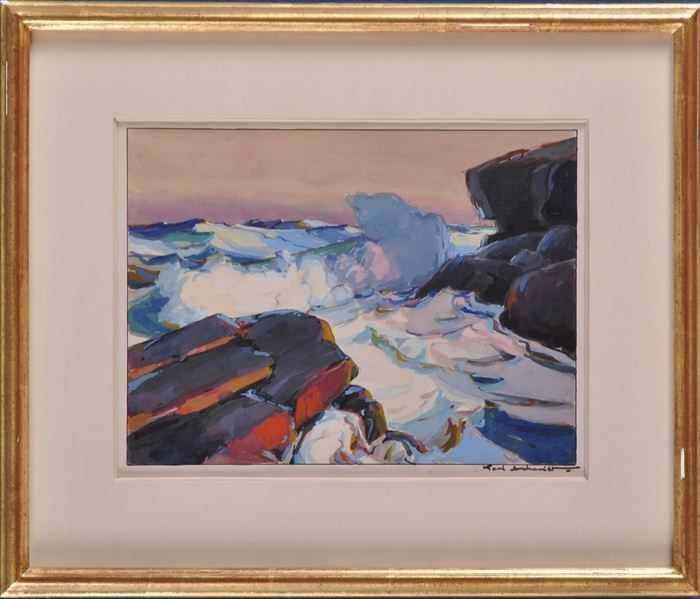 Appraisal: KARL SCHMIDT - ROCKY COASTLINE Gouache on paper x in