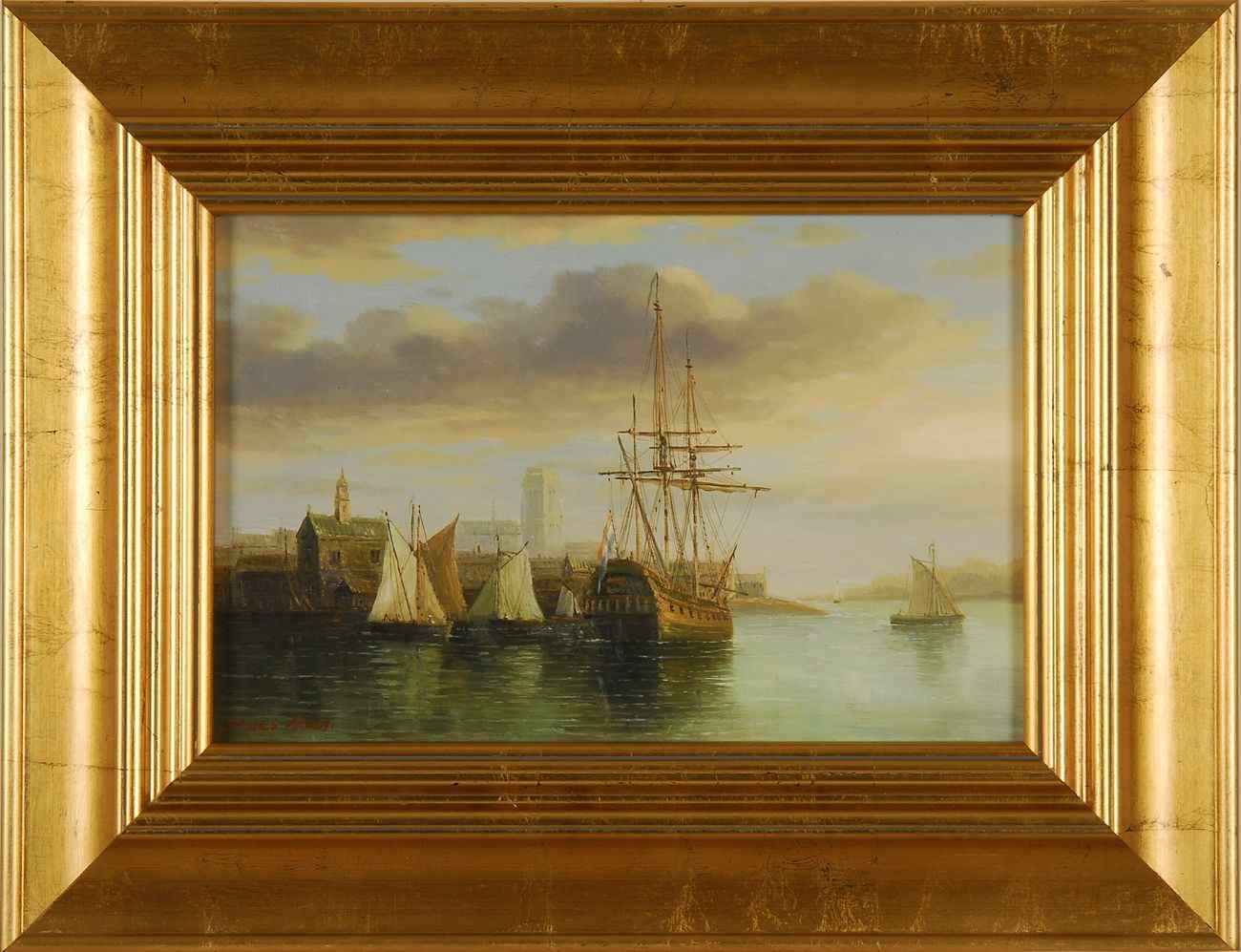 Appraisal: JAMES HARDYBritish ContemporaryFrench warship at port Signed lower left James