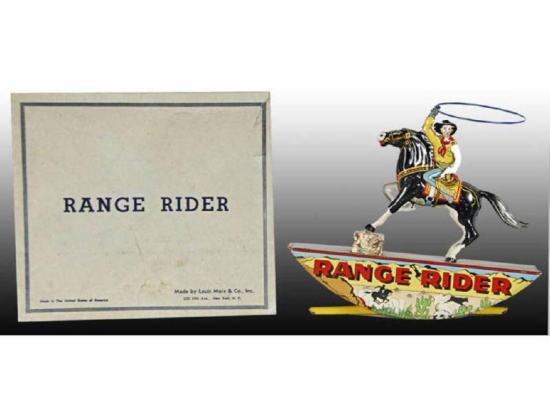 Appraisal: Marx Tin Wind-Up Range Rider Toy with Original Box Description