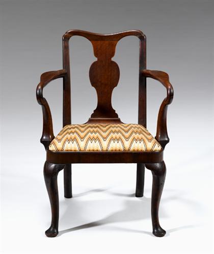 Appraisal: Queen Anne walnut armchair southern states circa - The yoke