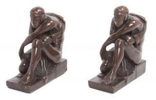 Appraisal: A Pair of Bronze Bookends Height inches A Pair of