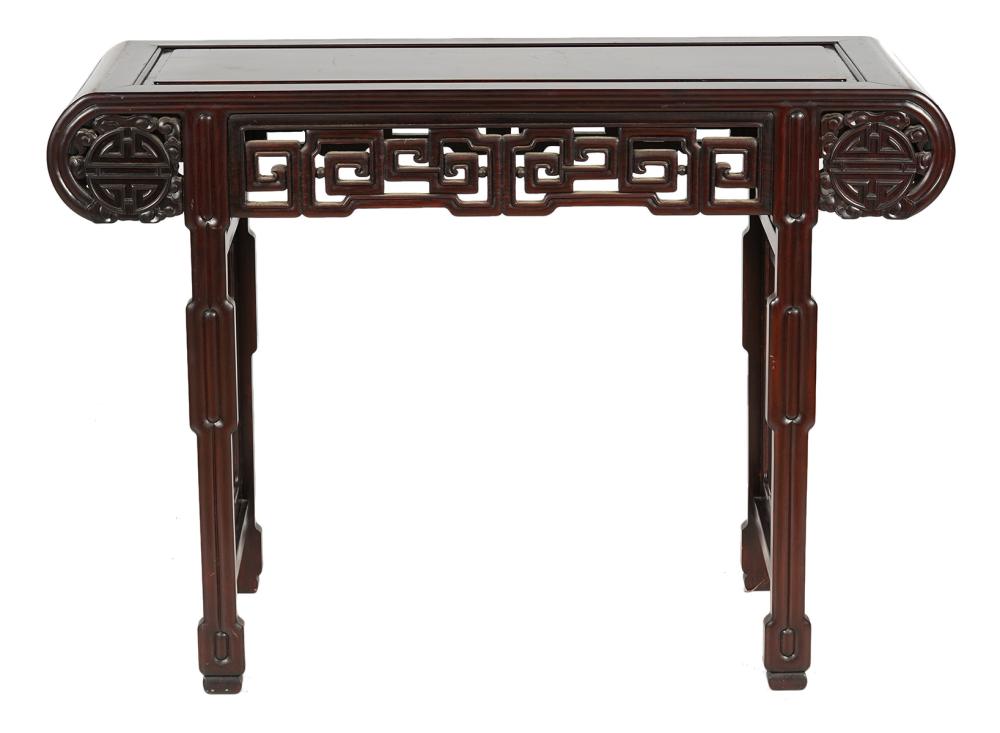 Appraisal: CHINESE ALTAR TABLE WITH GREEK KEY DESIGNSChinese altar table with