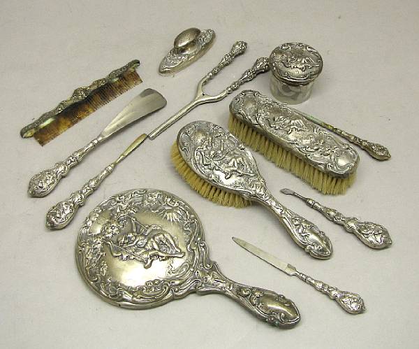 Appraisal: A sterling mounted lady's dressing table setFoster amp Bailey Providence