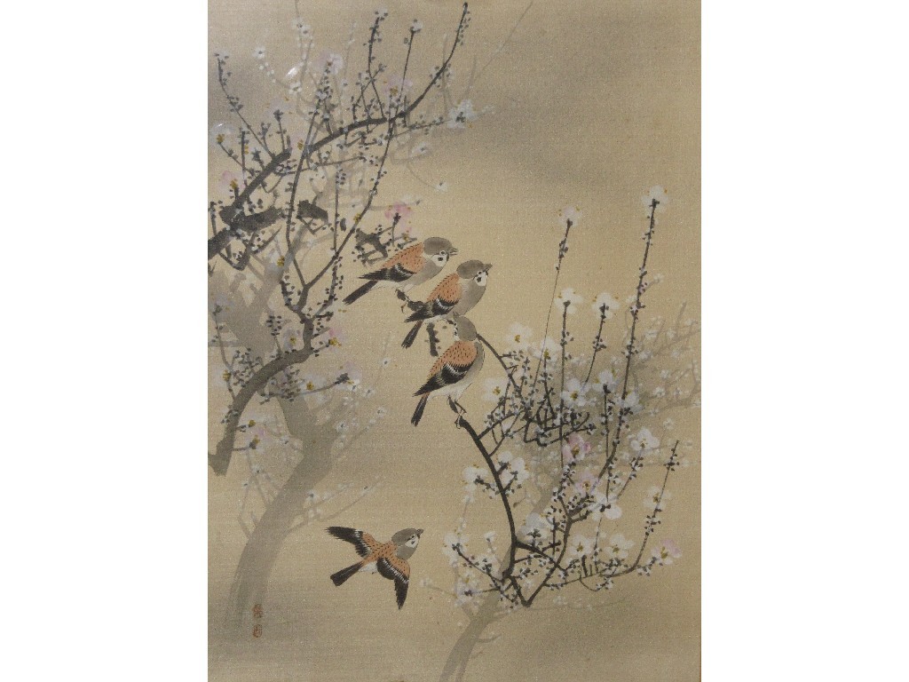 Appraisal: Pair of oriental watercolours on silk one signed