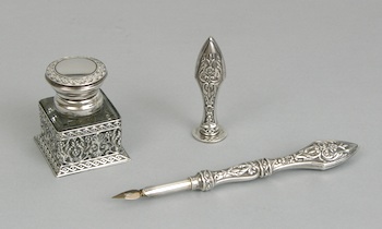 Appraisal: A Sterling Silver Writing Set A matched three-piece sterling silver