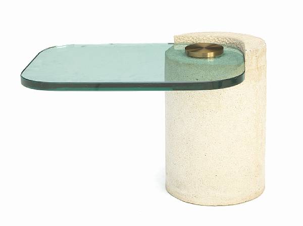 Appraisal: Karl Springer American - side table circa poured stone brass