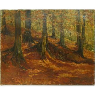 Appraisal: American School Oil On Canvas Autumnal Landscape Signed Fern Ley