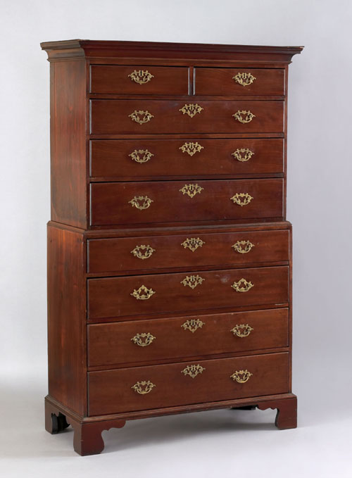 Appraisal: George III mahogany chest on chest ca with short and