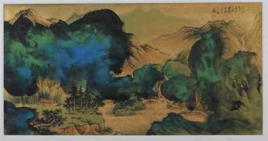 Appraisal: AFTER ZHANG DA QIAN Chinese - BLUE MOUNTAINOUS LANDSCAPE ink