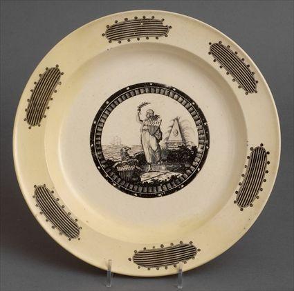 Appraisal: STAFFORDSHIRE BLACK TRANSFER-PRINTED PLATE With rondel of Columbia eagle of