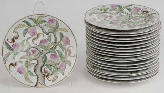 Appraisal: Set Twenty Asian Dinner Plates decorated with trailing branches peaches