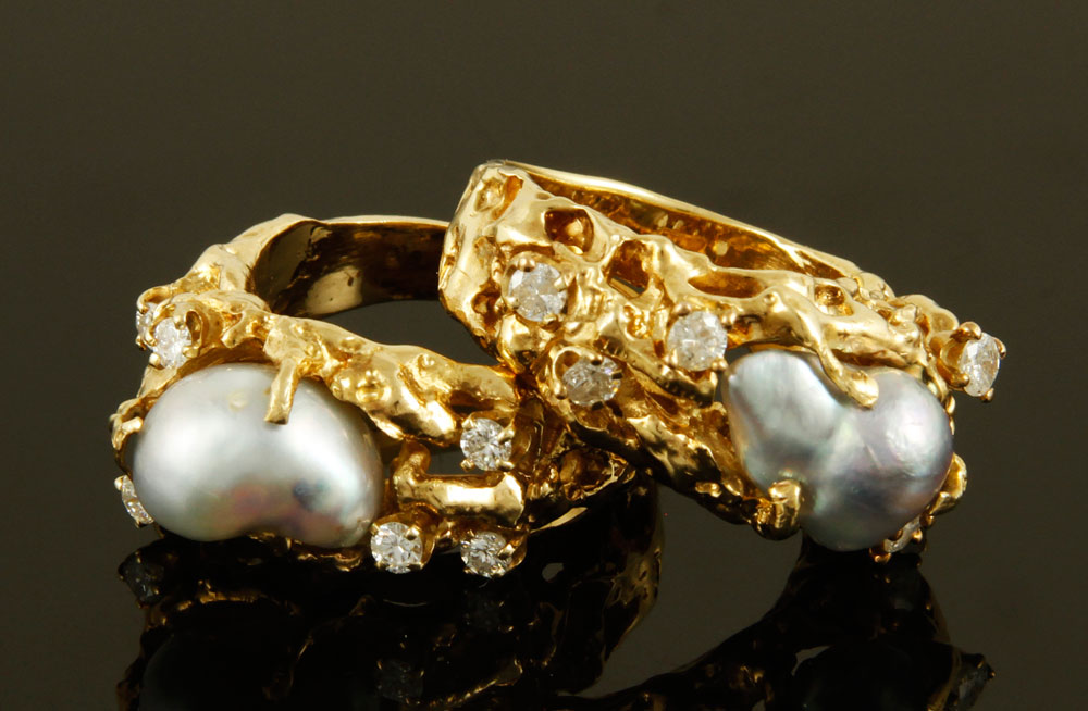 Appraisal: - K Gold Rings with Pearls Lot of two k