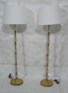 Appraisal: Pr 's Swedish Glass Brass Floor Lamps Berg Pr 's