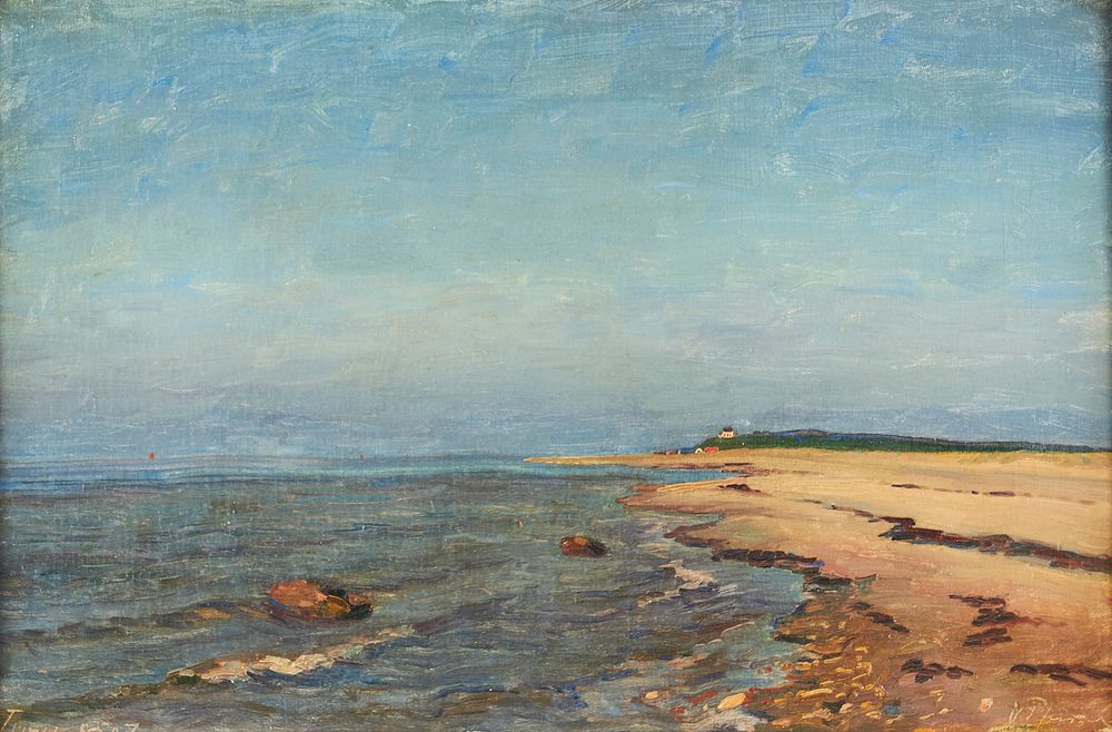 Appraisal: American School Beach Landscape Oil on Canvas American School oil