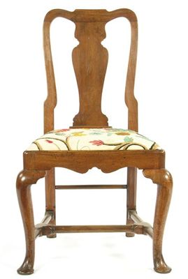 Appraisal: A George I walnut sidechair the shaped top rail with