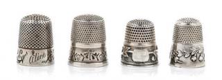 Appraisal: A Group of Four American Silver Thimbles Various Makers comprising