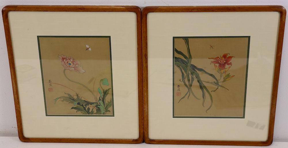 Appraisal: Signed Asian Allegorical Prints Both framed and from a Westchester