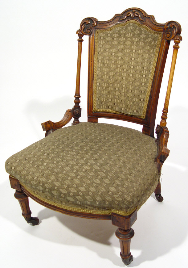 Appraisal: Victorian walnut nursing chair with green stuff over seat cm