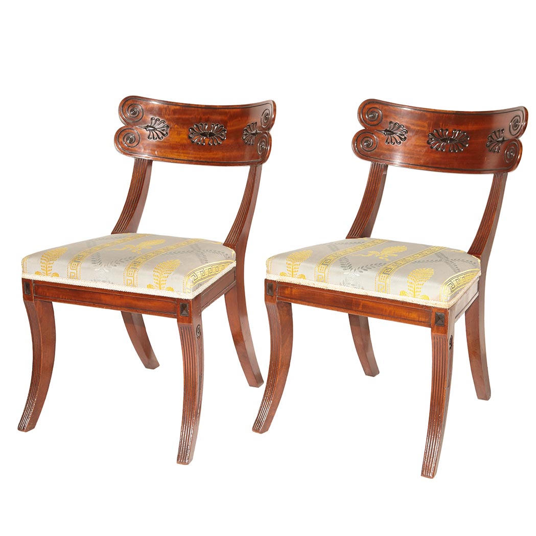 Appraisal: Pair of Regency Mahogany and Part Ebonized Klismos Side Chairs