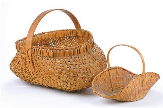 Appraisal: TWO BASKETS American early th century woven splint with bentwood