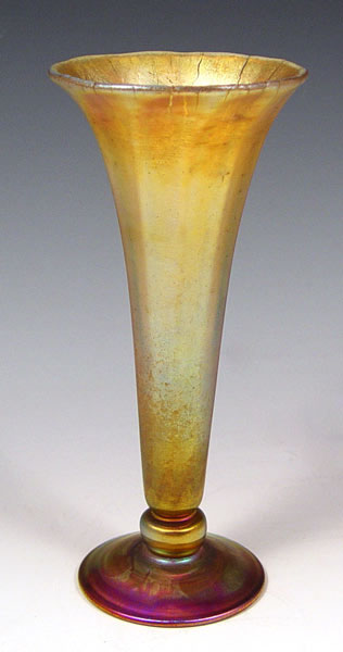 Appraisal: TIFFANY FAVRILE ART GLASS TRUMPET VASE Signed Tiffany Favrile and