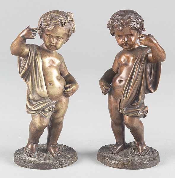 Appraisal: An Opposing Pair of French Bronze Patinated Figures of Standing