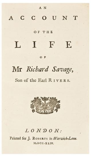 Appraisal: JOHNSON Samuel - An Account of the Life of Mr